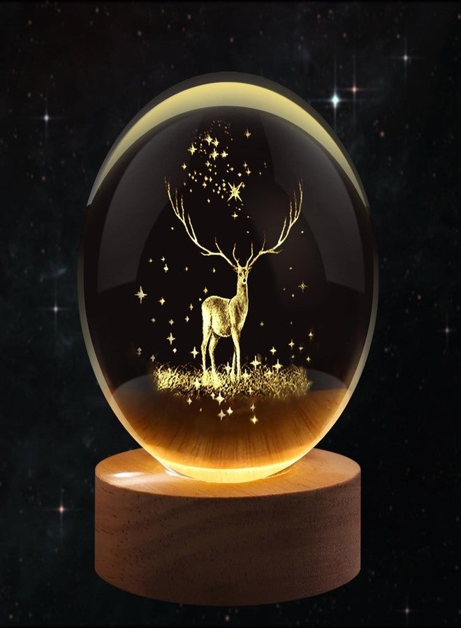 CPENSUS 3D Galaxy Crystal Ball Night Lamp,Solar System, USB Table Colorful LED Wooden Crystal Ball for Home Decoration Birthday Gift for Teens Boys and Girls (Deer) - Image 5